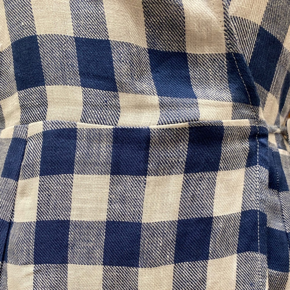 Reformation Navy and White Gingham Midi Wrap Dress - Picture 5 of 11